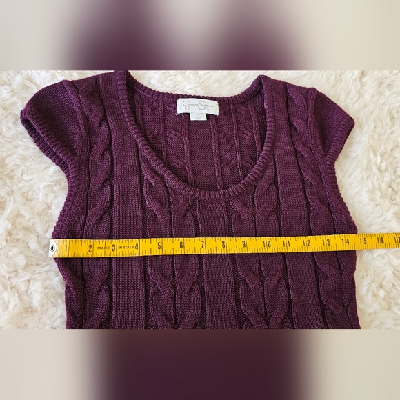 NWT Jessica Simpson Purple Knit Sweater Dress w/ Waist Tie - Picture 13 of 15